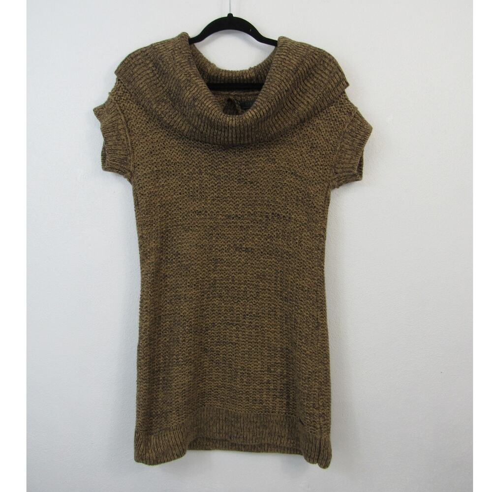 GUESS Los Angeles Brown Marled Knit Cowl Neck Sweater Cotton Large Short